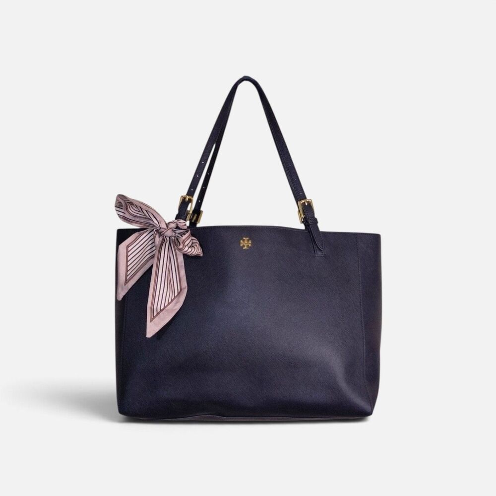 Tory Burch Black Saffiano Leather Tote w/ Gold Hardware